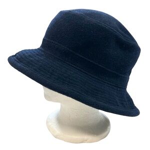 Vintage GAP Adult M/L Wool Blend Bucket Hat Felt Cloche Irish Country Navy Blue